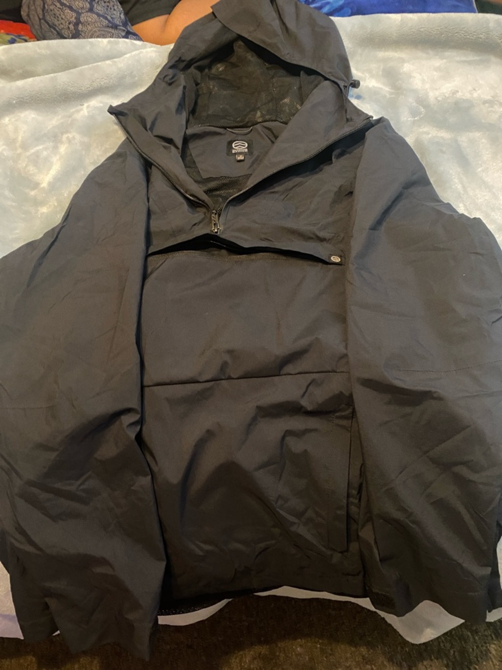 Men's Black Hooded Anorak Jacket